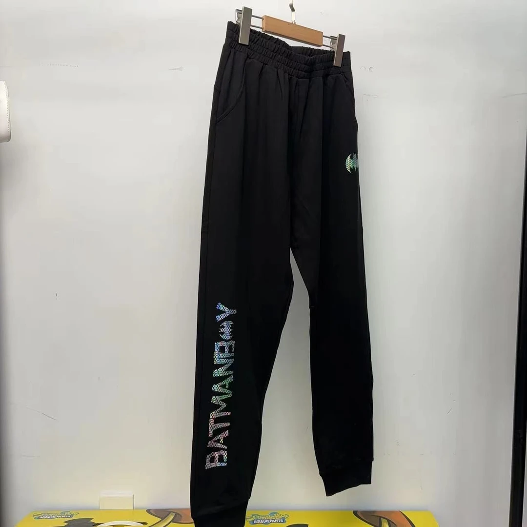 6595童裤黑色侧边字母螺纹休闲卫裤儿童秋季新款