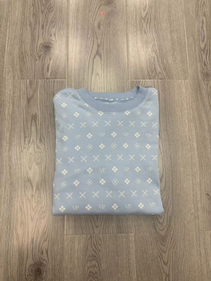 6480童卫衣蓝色满印字母几何形图案女宝秋季新款卫衣