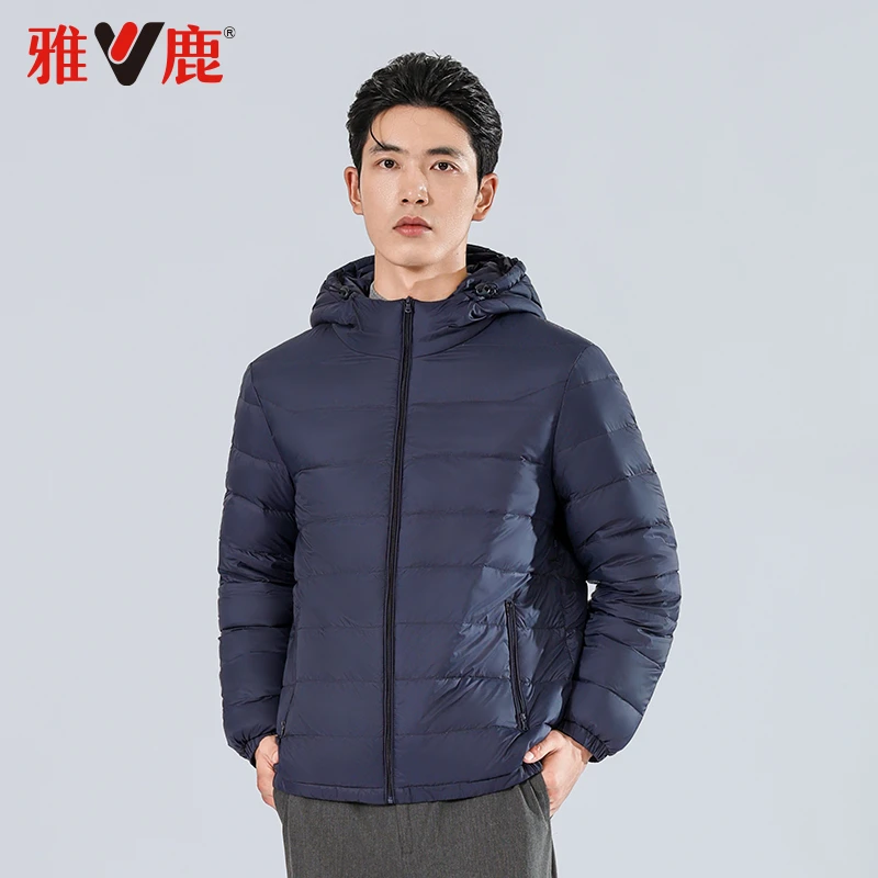 雅鹿羽绒服男士短款冬季新款连帽中老年休闲保暖爸爸上衣外套