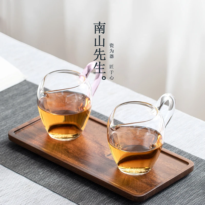 南山先生清云公道杯家用耐热加厚玻璃透明公道杯不挂水带把不烫手