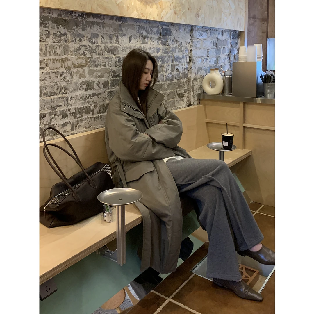 【美院艺术生】长款棉服冬季加厚拉链棉衣复古翻领棉袄 Y28489GK44