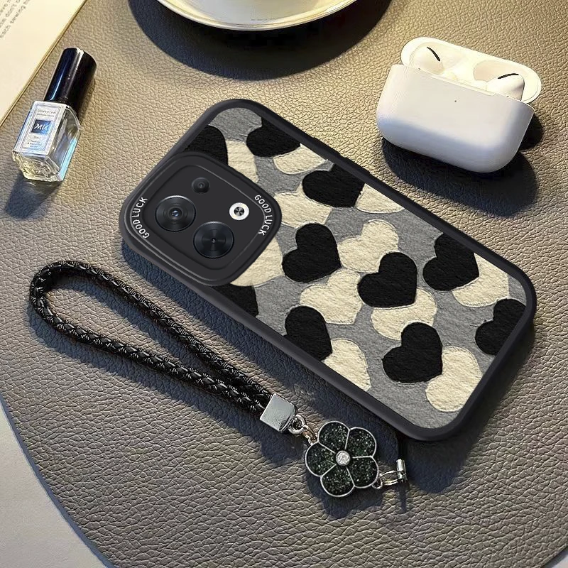 OPPOReno9手机壳油画爱心Reno9pro+小羊皮网红女款软壳新款防摔潮