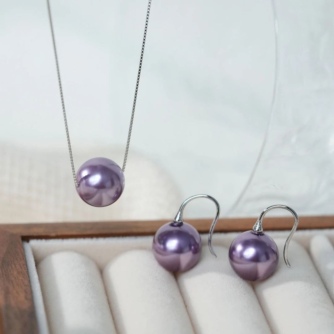 925银耳饰 紫珠S925银耳钩百搭气质抽拉项链女强光锁骨链耳勾