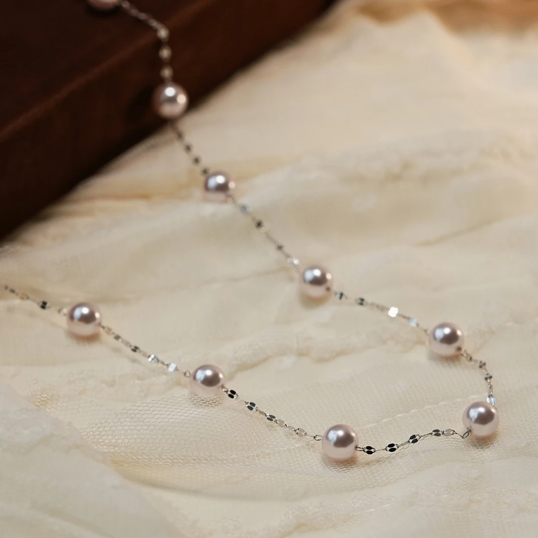 链子925银 优雅曼塔紫珠嘴唇链满天星项链爆闪气质时尚锁骨链