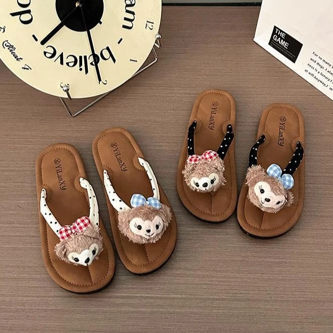 【咕噜】卡通可爱人字拖外穿女2024年新款软底沙滩平底驾车个人用品