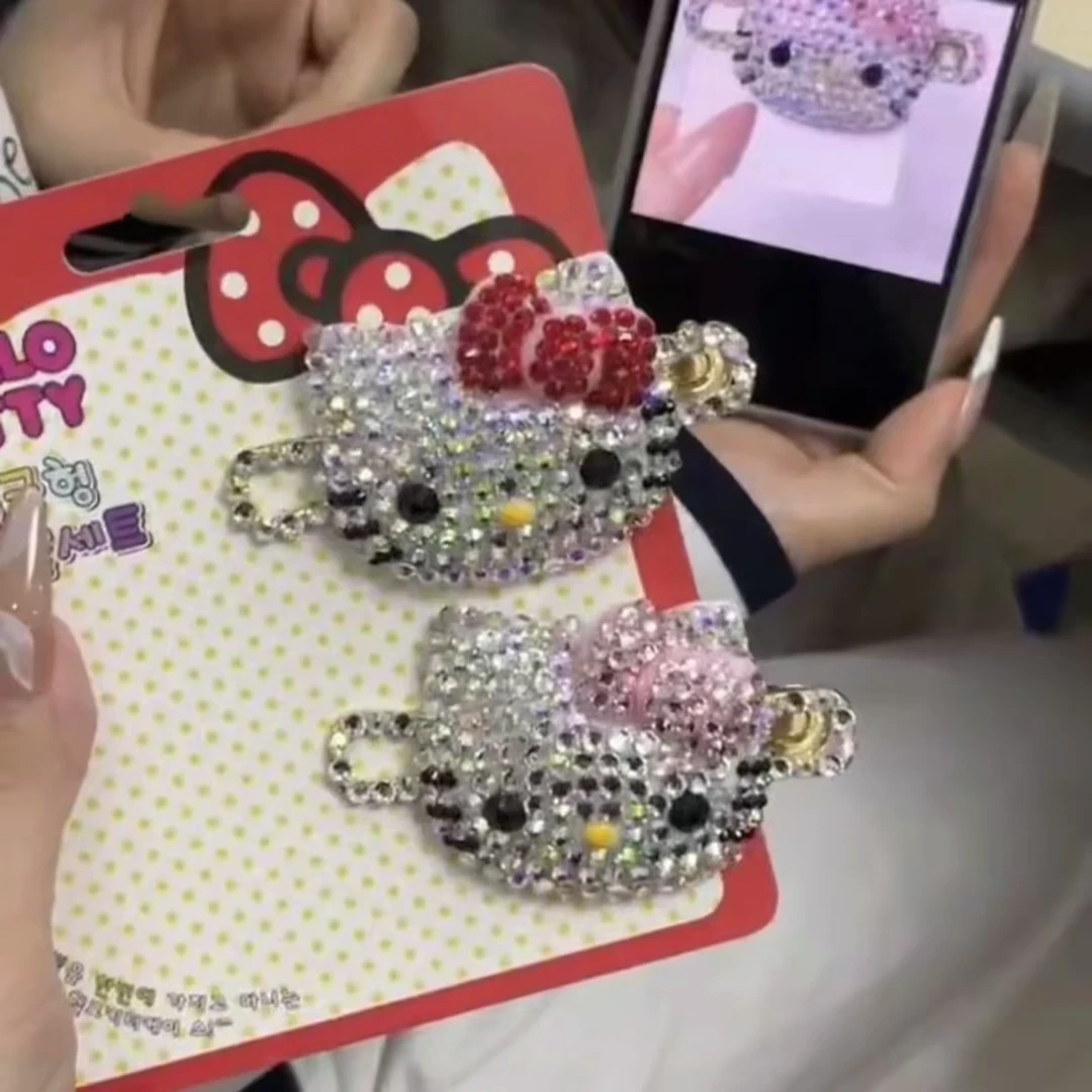 【咕噜】kt猫大头点钻夹KT镶钻DIY发配饰材料包侧边一字夹