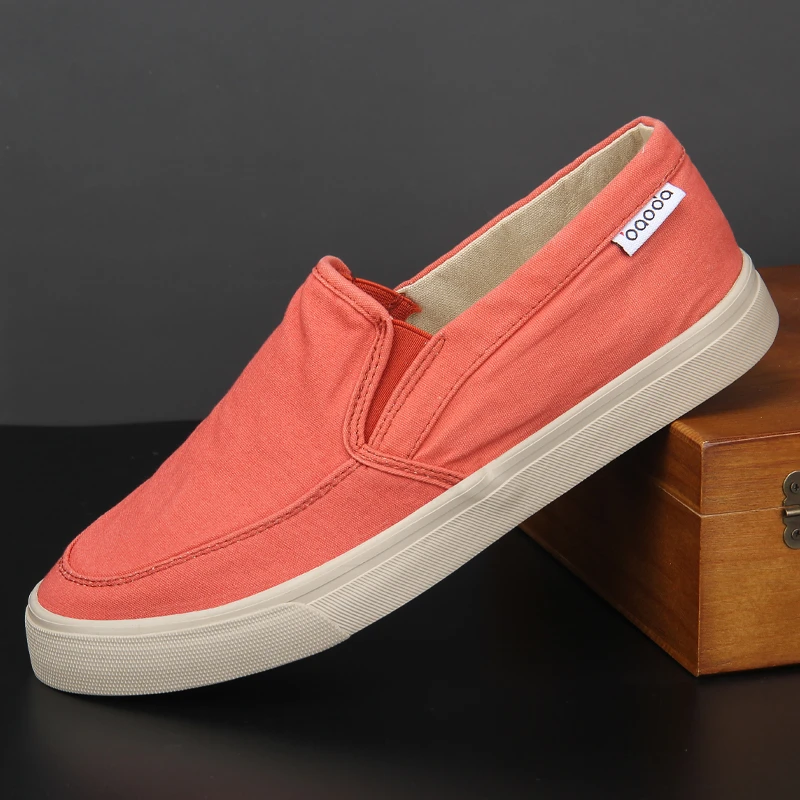 夏季百搭透气休闲布鞋一脚蹬潮鞋软底男士帆布鞋低帮平底时尚套脚