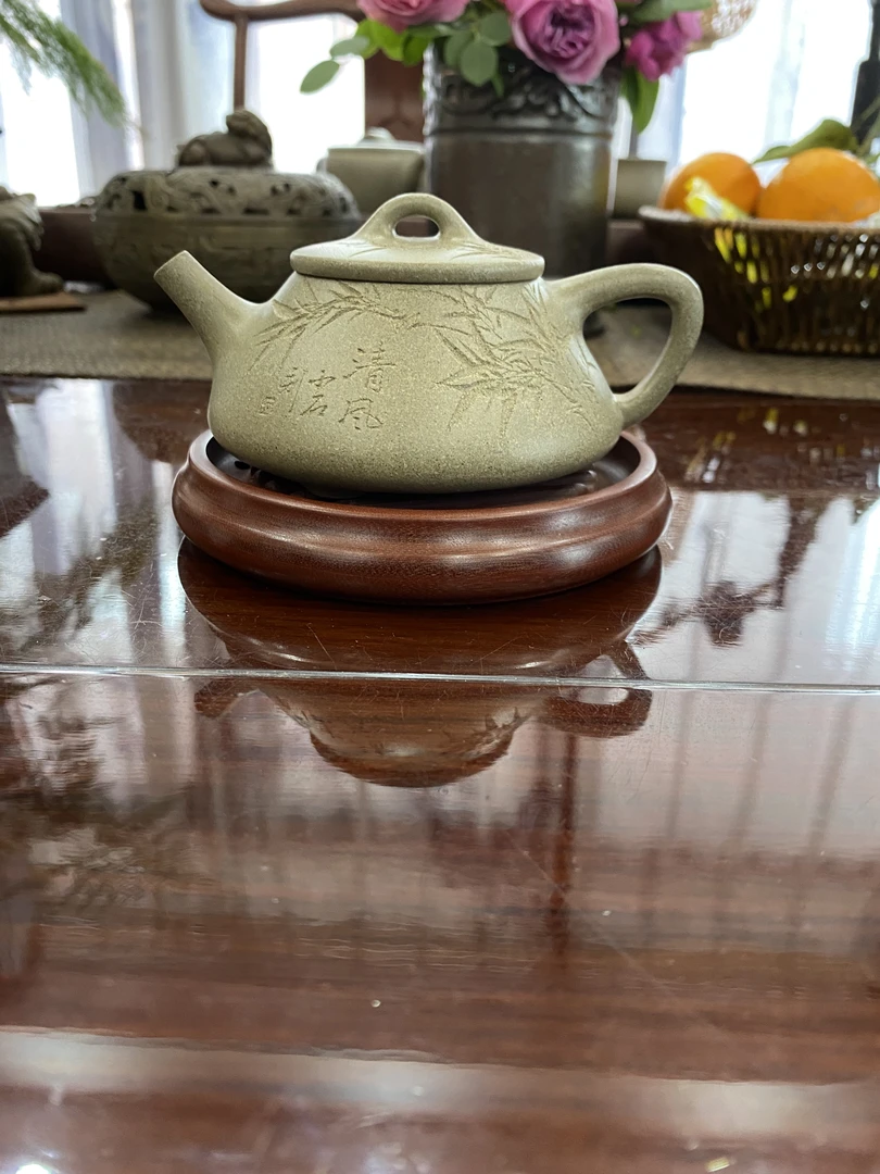 宜兴黄龙山原矿蟹壳青泥全手工子冶瓢150cc紫砂壶