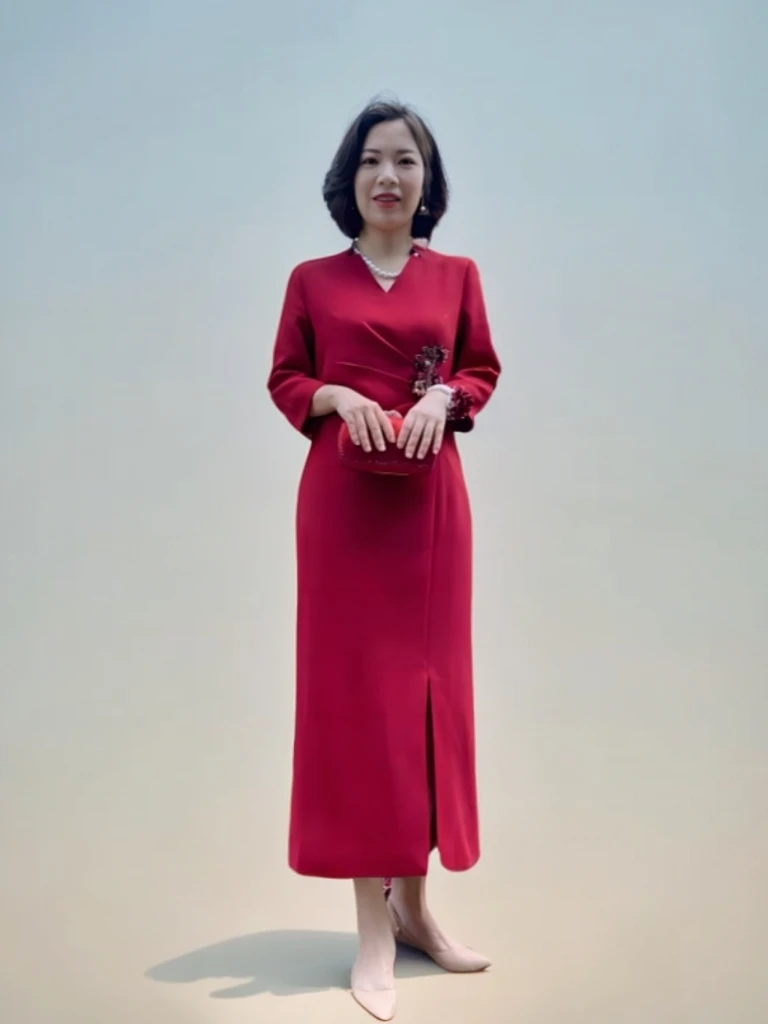 显瘦礼服婚宴妈妈结婚婆婆2025订婚喜婆婆新娘敬酒礼服裙8802