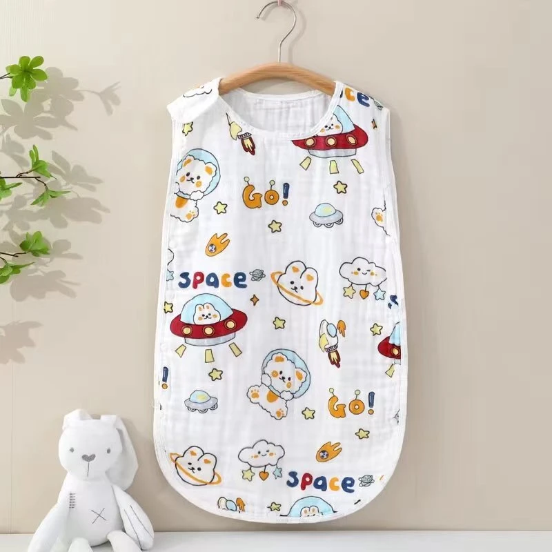 新生儿纯棉纱睡袋宝宝防惊跳神器防踢被柔软透气护肚两片背心式