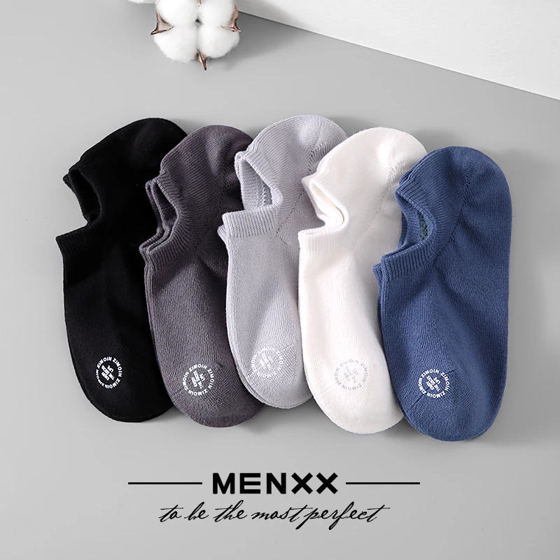 MENXX白色袜子男士船袜低帮浅口隐形袜秋冬ins潮黑色防臭吸汗短袜