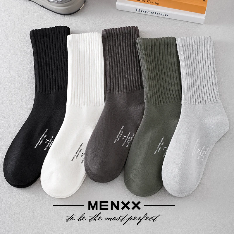【MENXX】袜子男长筒袜毛巾底运动防臭堆堆袜ins潮中筒夏季男生长袜