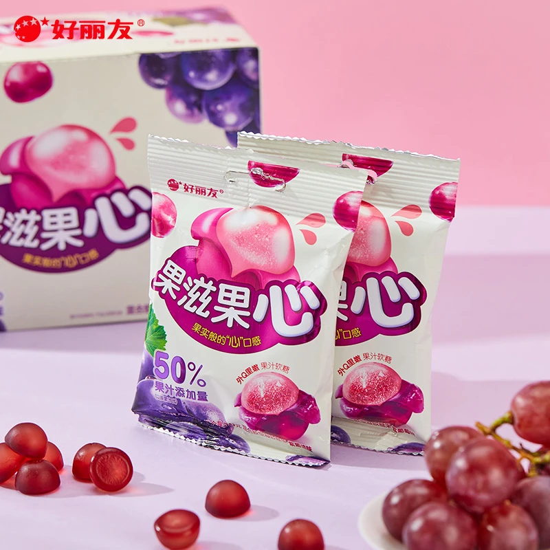 好丽友果滋果心软糖果剥皮水果爆浆扒皮零食品儿童小吃常备美味