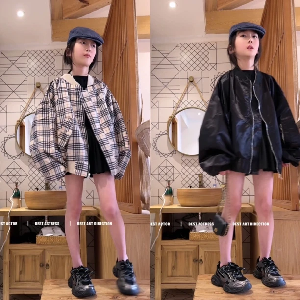 双面服洋气亲子装春秋时尚休闲百搭外套