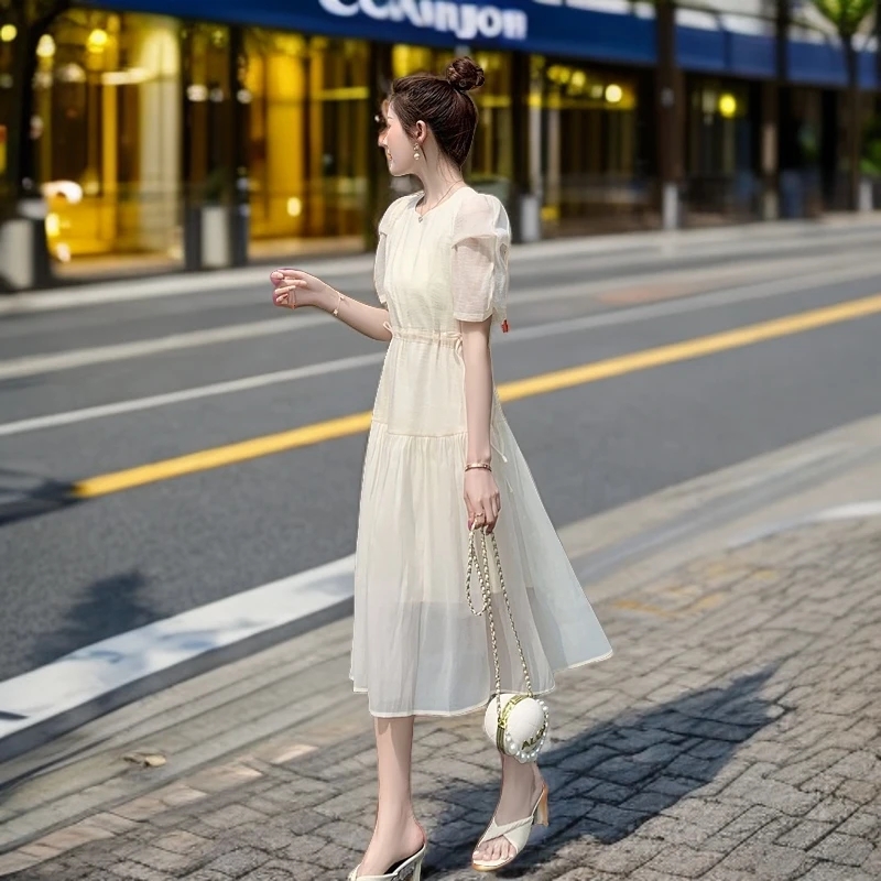 女装连衣裙裙子礼服显瘦收腰新款2025女款气质夏季黑色外出白色