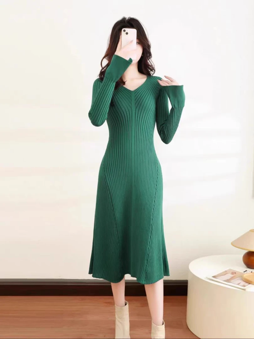 清661-720秋冬小香风法式裙子修身显瘦针织羊毛裙气质百搭