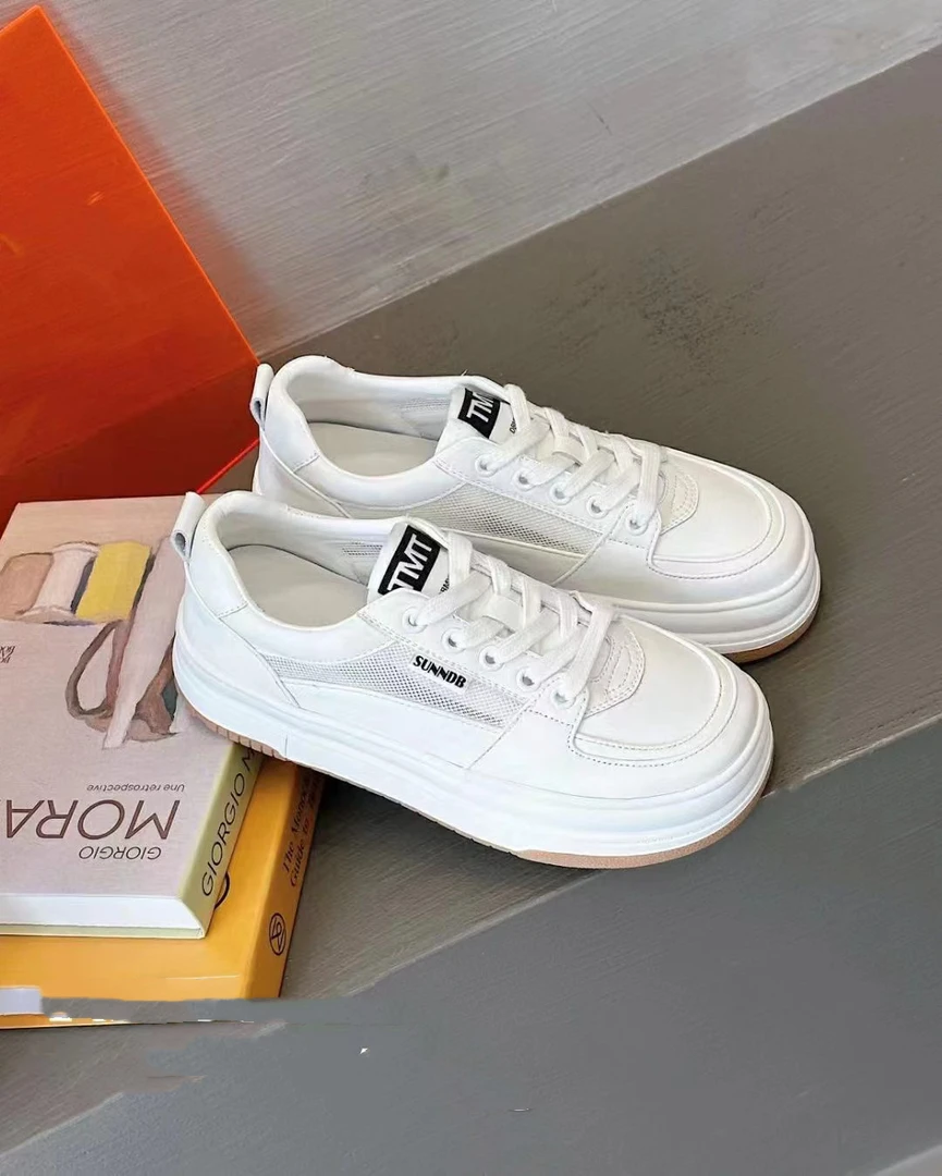 【范范精选】春夏新款皮面透气单网小白鞋A918