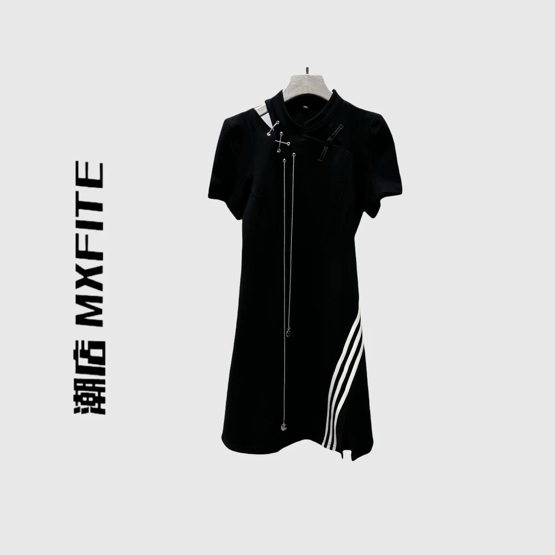 MXFITE潮店开春新款个性短袖中式修身立领盘扣连衣裙（RDL1021）
