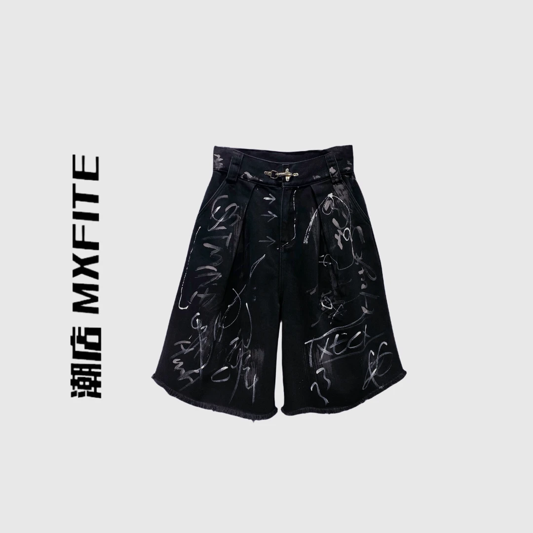 MXFITE潮店春季新款个性涂鸦美式街头七分裤牛仔裤长裤（RDN2016）