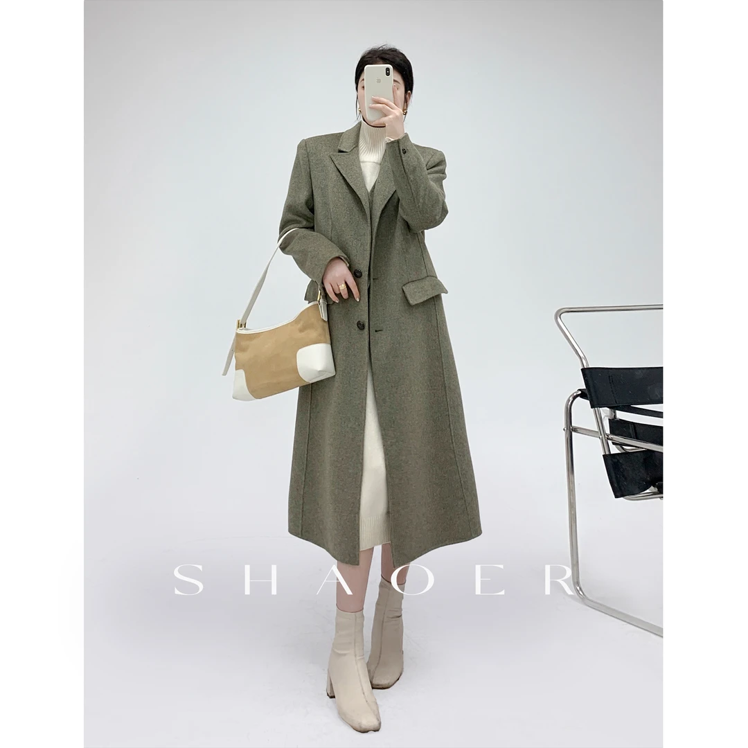SE【暮冬森林】双面呢外套女秋季直筒假两件大衣S2023071516