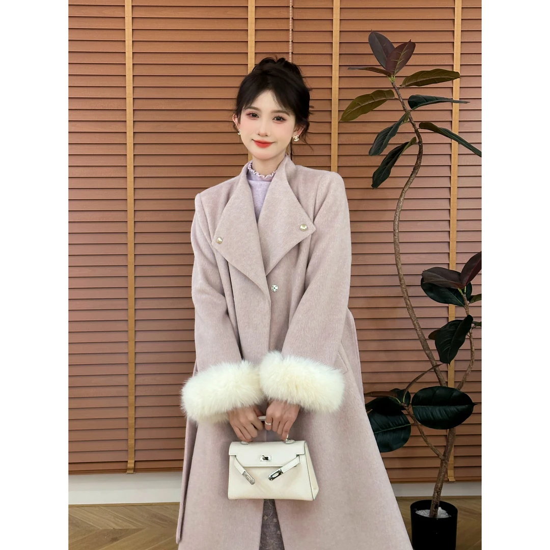 SE【萝兰之恋】毛呢外套女秋冬高级感轻奢复古翻领长款气质呢大衣