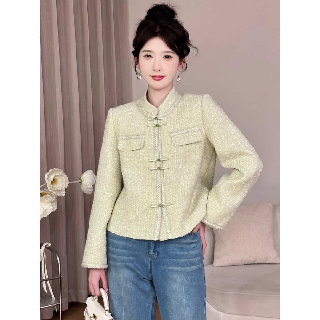 SHAOEQ清仓专场【春柳落雨】G2024早春新中式小香百搭气质外套