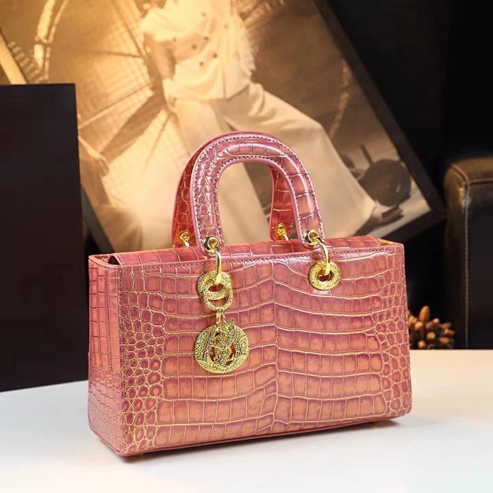 女包2024新款百搭鳄鱼纹渐变戴妃小包单肩斜挎