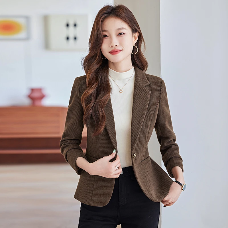 秋冬加厚款西装外套女2025新款气质通勤小个子休闲百搭短西服修身