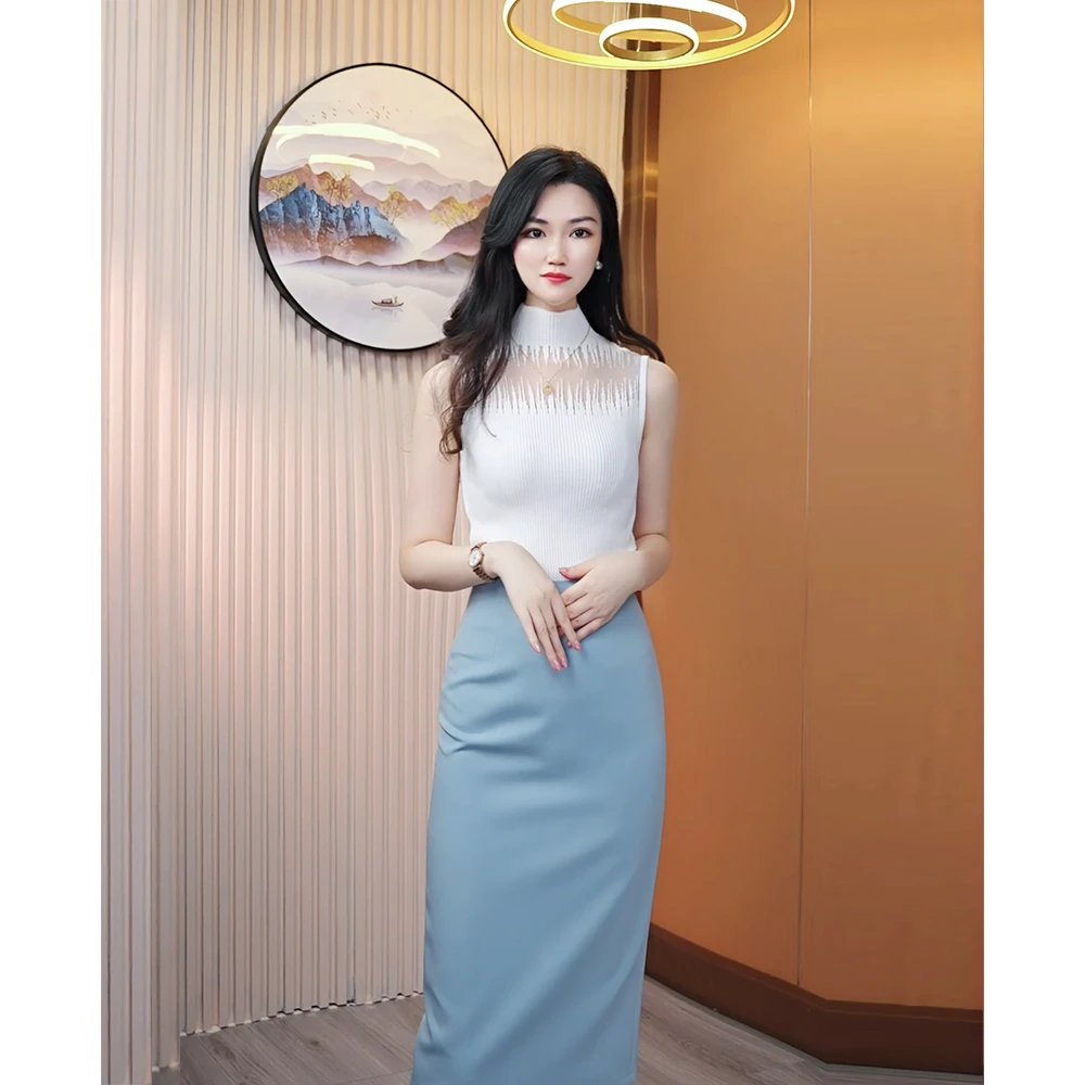 秋冬新款经典百搭时尚气质季洋气针织衫修身内搭半高领无袖毛衣