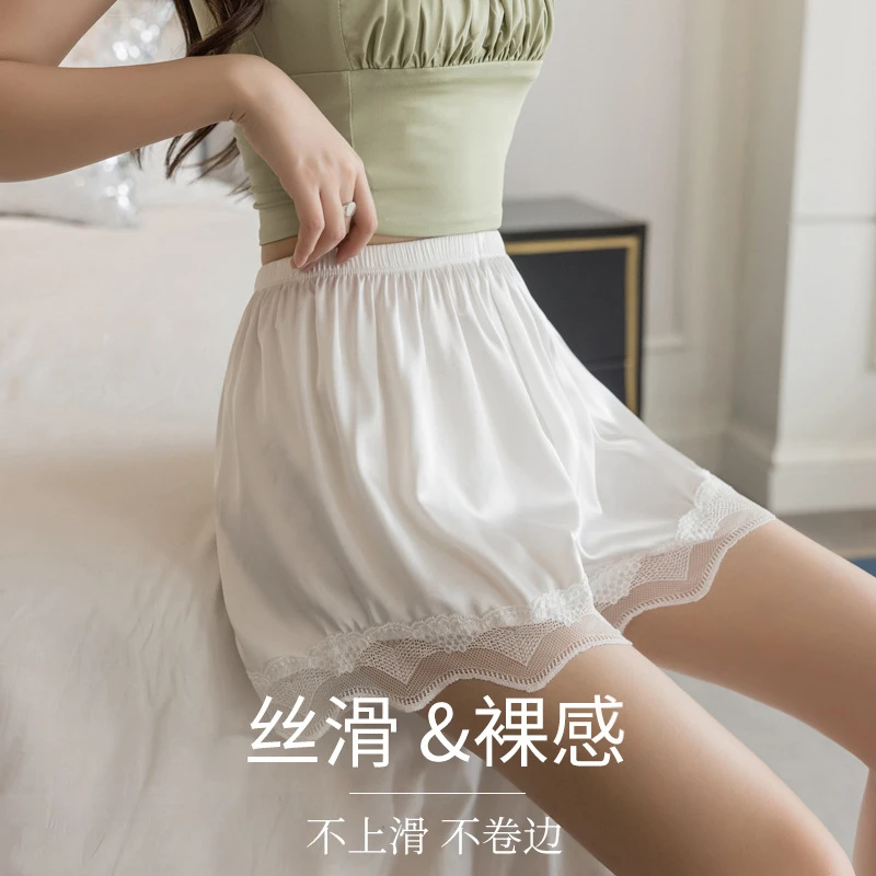 新款jk安全裤冰丝三分无痕蕾丝防走光大码短裤女夏天薄款打底裙裤