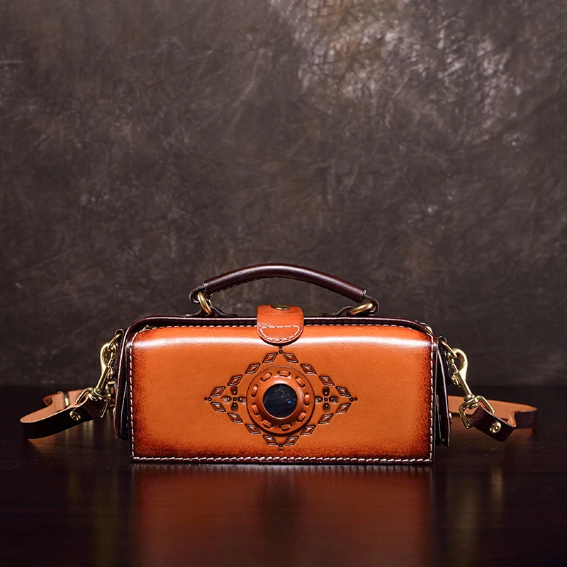 法式手提包真皮女包头层牛皮医生包复古斜挎包轻奢手工包2025新款