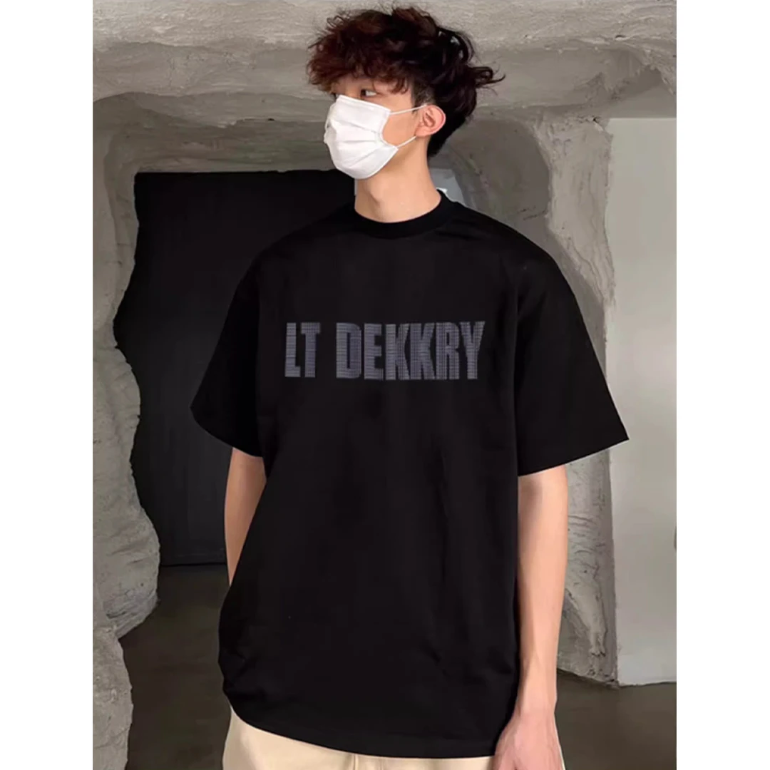 hiphop美式潮牌字母印花短袖T恤男士ins夏季休闲百搭重磅棉纯上衣