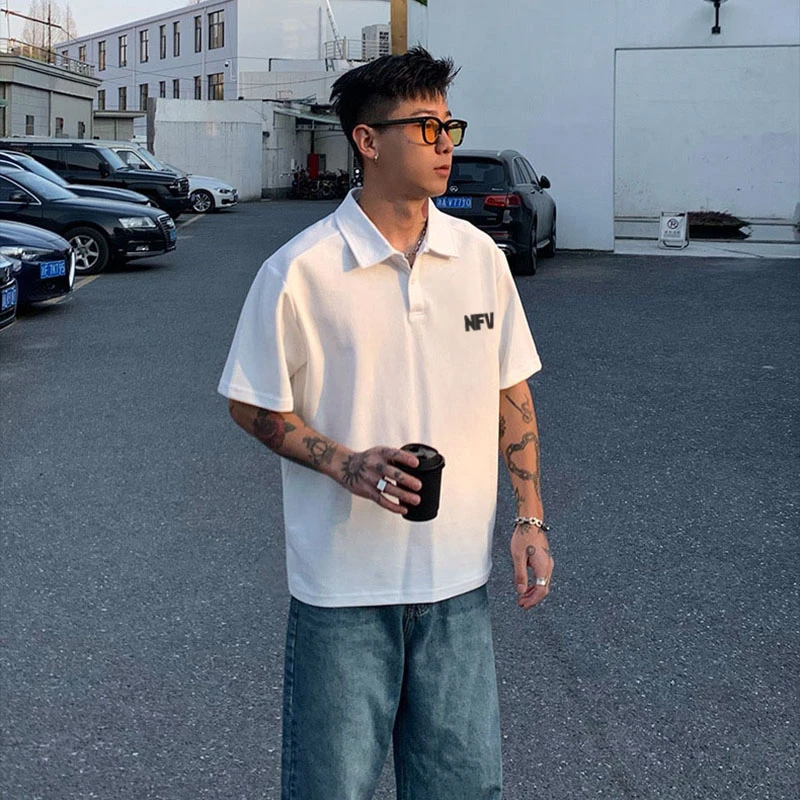 cleanfit夏日穿搭解构短袖男夏季boxy版型T恤双纱棉polo短袖上衣