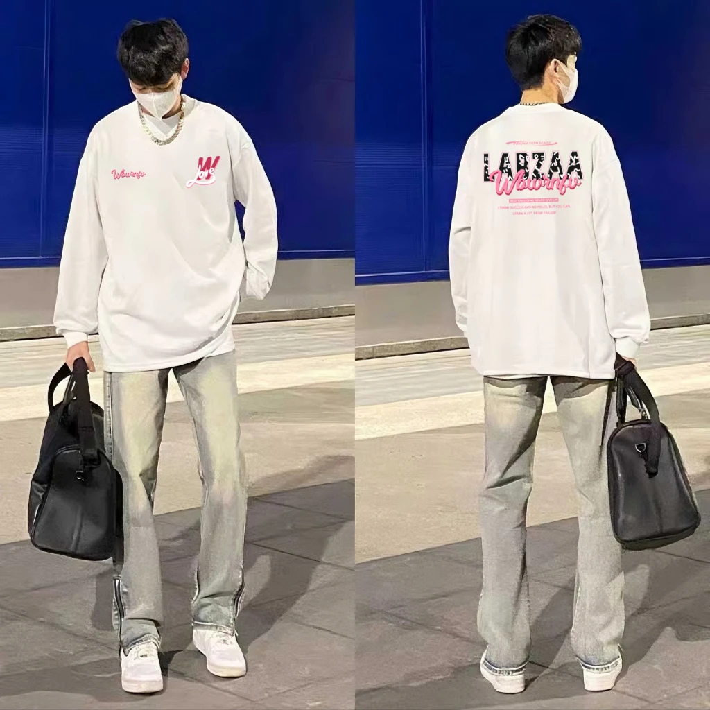 美式潮牌设计感字母印花长袖t恤男秋季vibe高街痞帅慵懒风男装