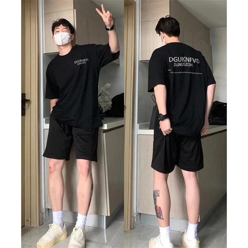 ins潮牌重磅棉纯短袖T恤夏季男士宽松美式街头字母印花情侣上衣女
