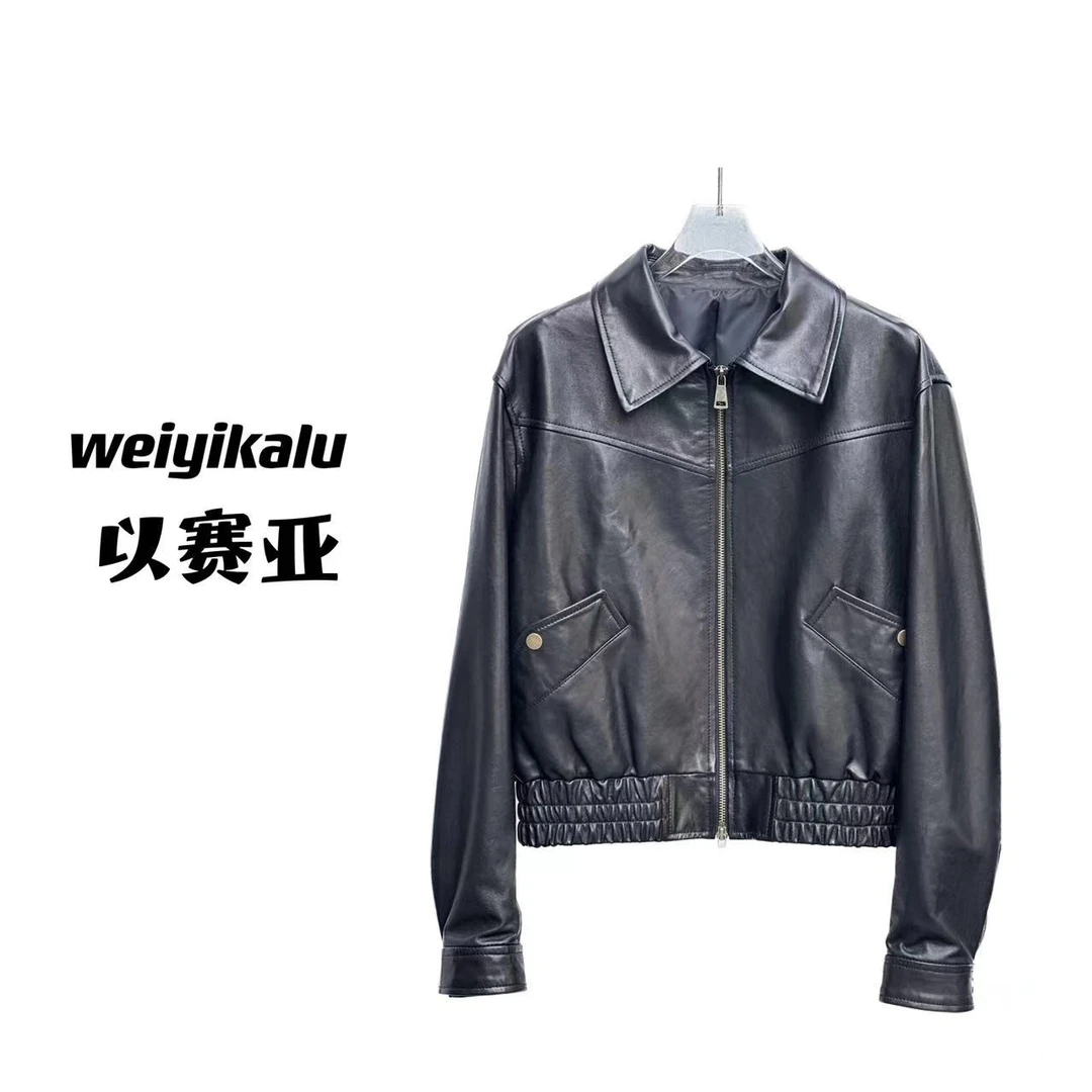以赛亚 飞行员 2025年新款秋冬穿搭百搭时尚真皮皮衣女外套2306