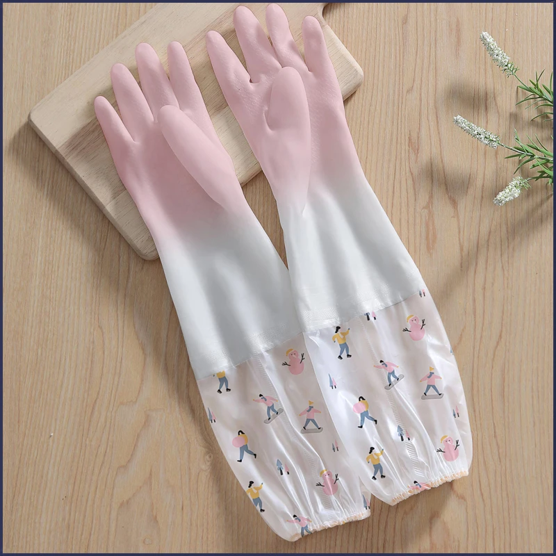 洗碗手套女厨房加厚橡胶冬季洗衣服保暖防水冬天乳胶家务耐T355