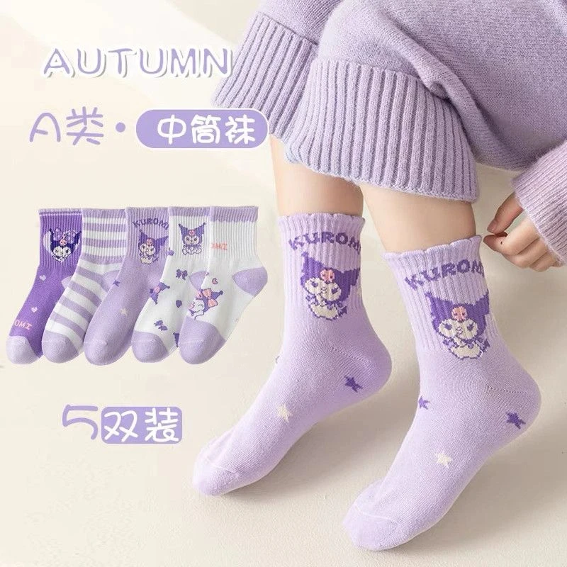 儿童袜子女童春春季卡通中筒袜女孩库洛米童袜女可爱宝宝花边T668