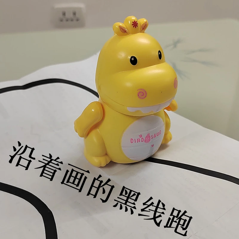 感应划线画线跟笔车儿童玩具机器人蓝色 企鹅坦克挖掘机新奇电动
