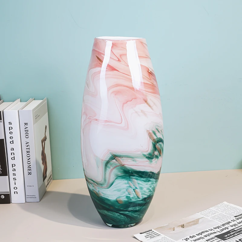 K838现代化水墨渐变家居晕染酒店玻璃花瓶摆件客厅客厅插花花瓶