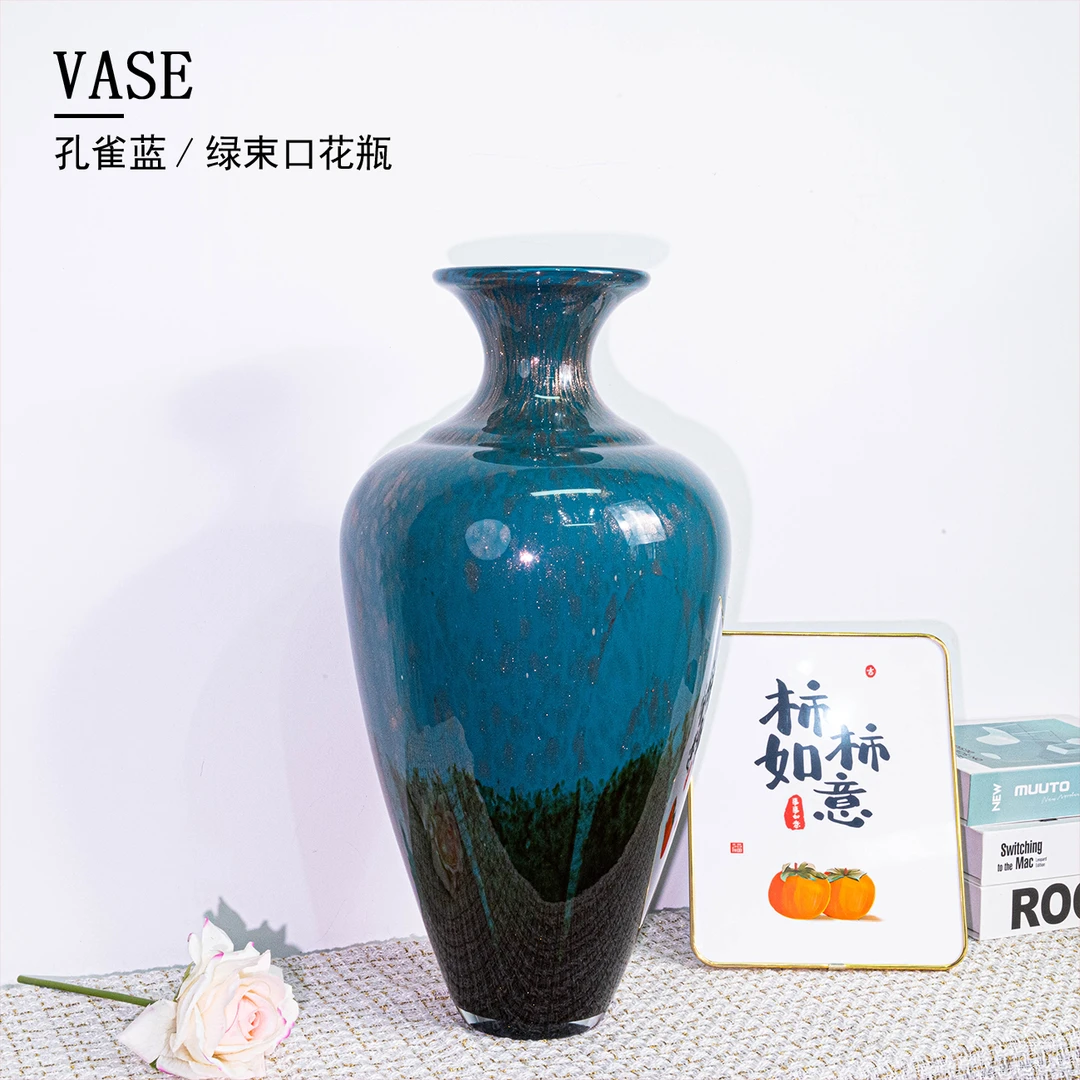 J357欧式轻奢瓷兰巧克力洒金大罐琉璃花瓶桌面简约装饰花器