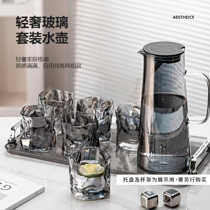 ins风高颜值耐高温水杯套装家用大容量带柄水壶茶具七件套J417