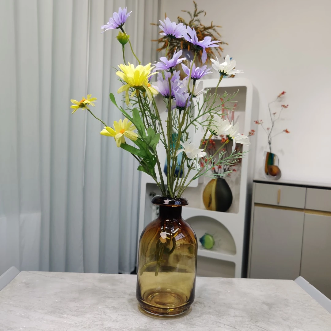 [豆豆]A552时尚简约小号咖色透明琉璃花瓶客厅花卉插花装饰品