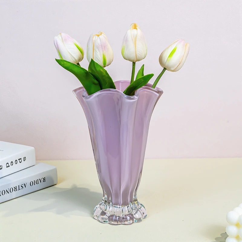 [色彩]K732 法式复古高脚花瓣白菜粉色创意花瓶花器