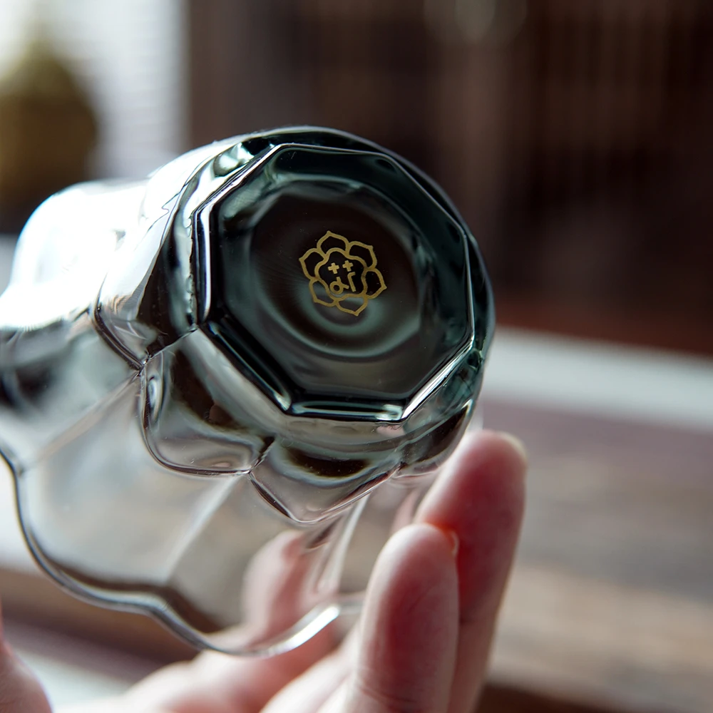 八方莲花主人杯手工茶杯高硼硅玻璃耐热创意主人杯茶道茶杯玻璃