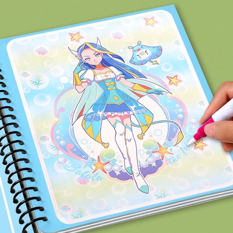 巴啦啦小魔仙神奇水画本女孩爱莎公主儿童益智反复涂鸦清水笔画本