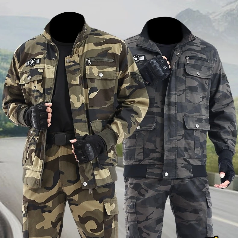 春秋款纯棉弹力工作服休闲耐磨抗撕裂男工地汽修电焊工装套装反季