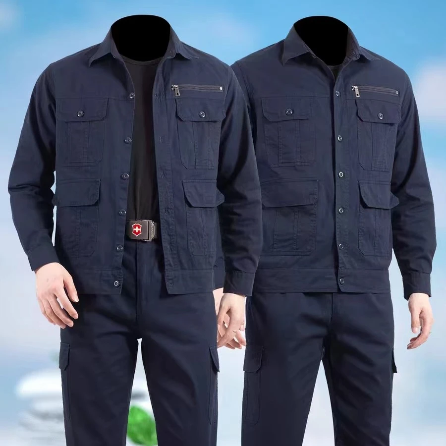 薄款长袖男士劳保服耐磨工地工作服户外宽松防烫电焊工男装多口袋