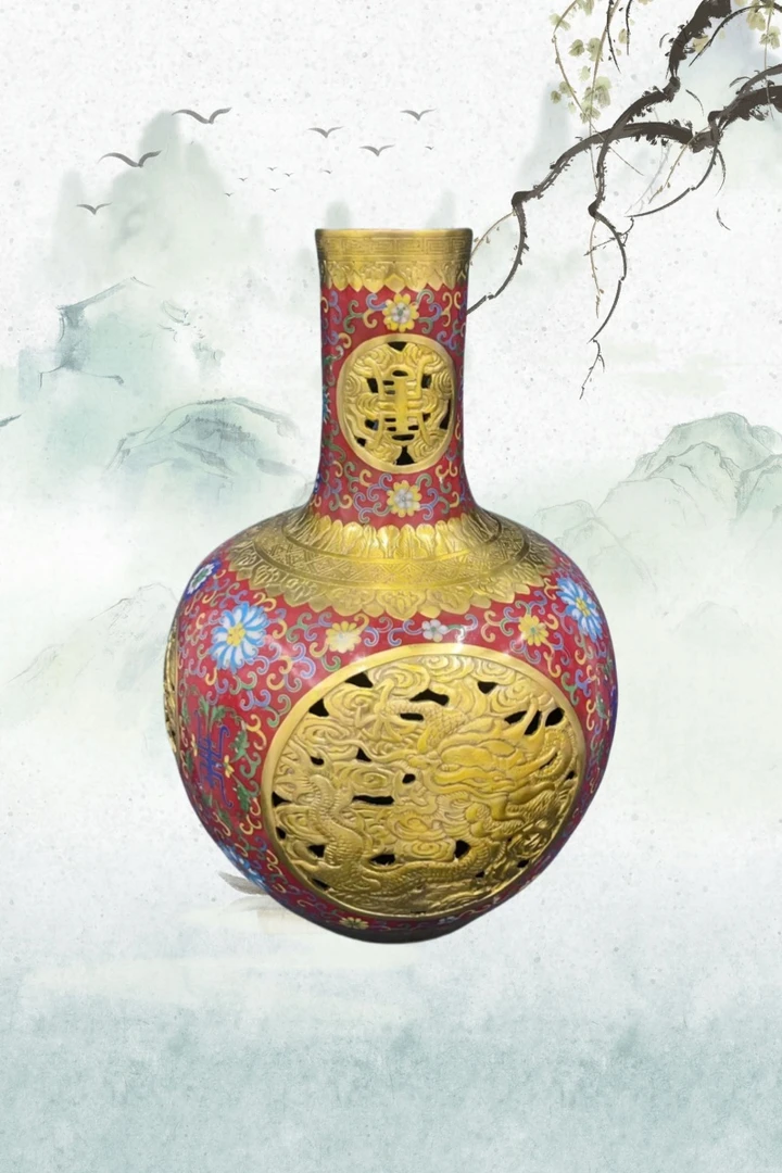 DA22当代摆件粉彩陶瓷瓶