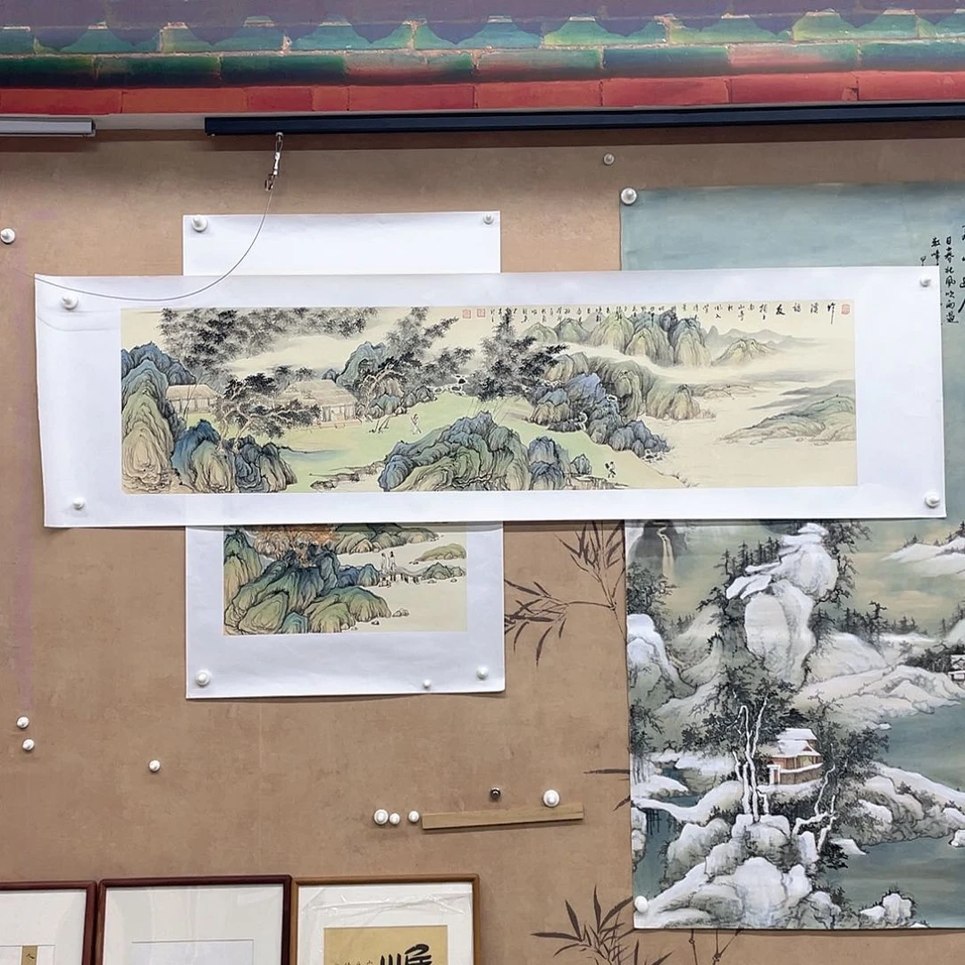 绘画锦****…手绘国画仿古青绿山水